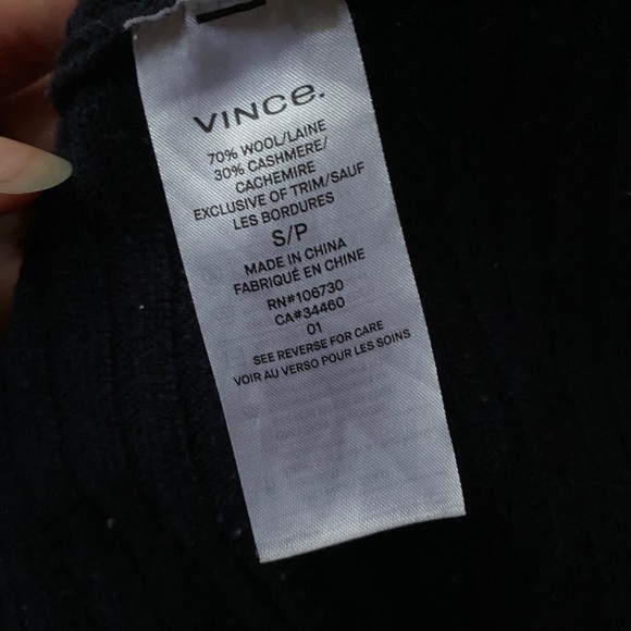 Navy Wool/Cashmere Tie-Back Ribbed Sweater - Picture 4 of 6